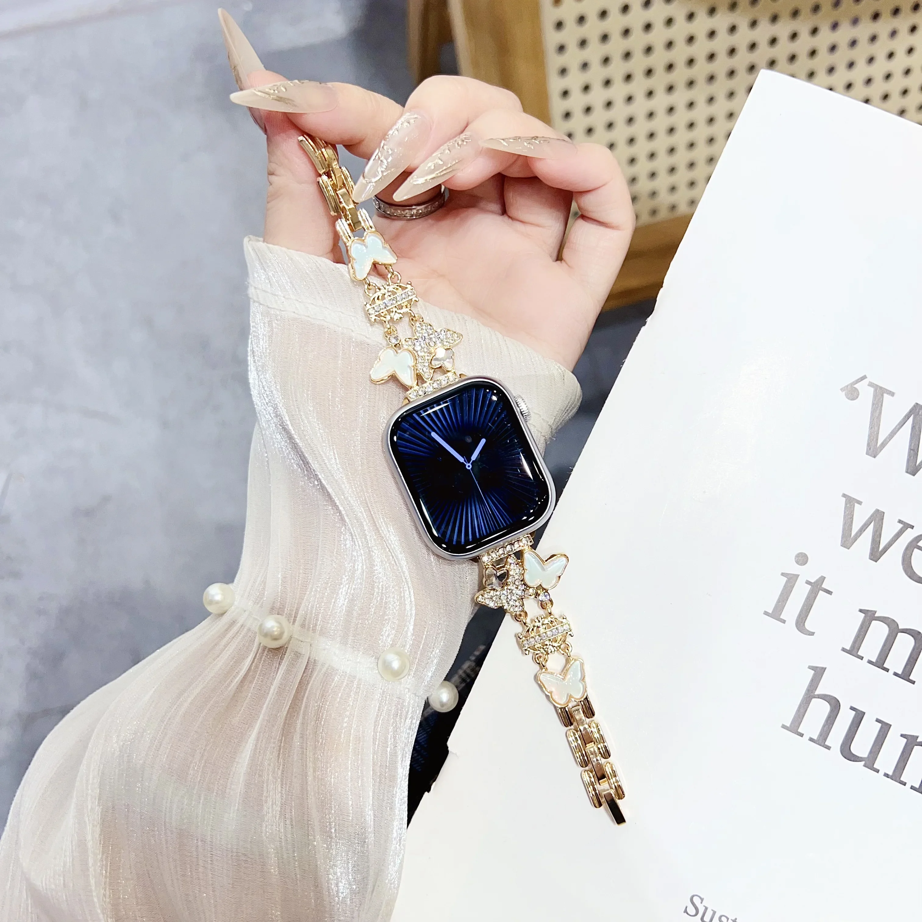 ممتاز فراشة معدنية سوار ربط ل سوار ساعة أبل سلسلة 11/8/7/6/10/9 40 مللي متر 41 مللي متر 38 مللي متر 42 مللي متر 44 مللي متر 45 مللي متر 46 مللي متر حزام