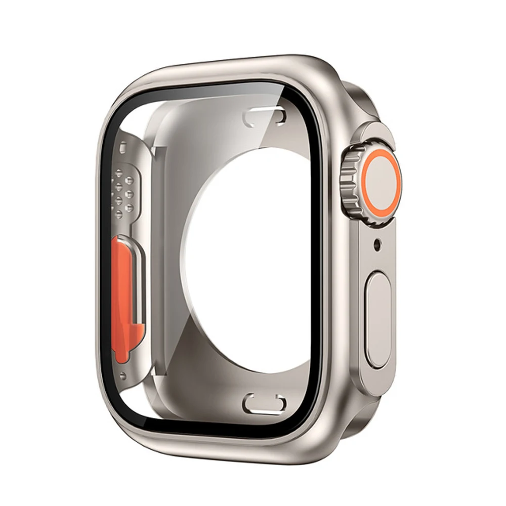 Case for Apple Watch 44mm 45mm 41mm 40mm Screen Protector 1:1 Upgrade To Ultra 49mm PC Cover+Glass iwatch series 9 8 7 6 5 SE 4 image 3