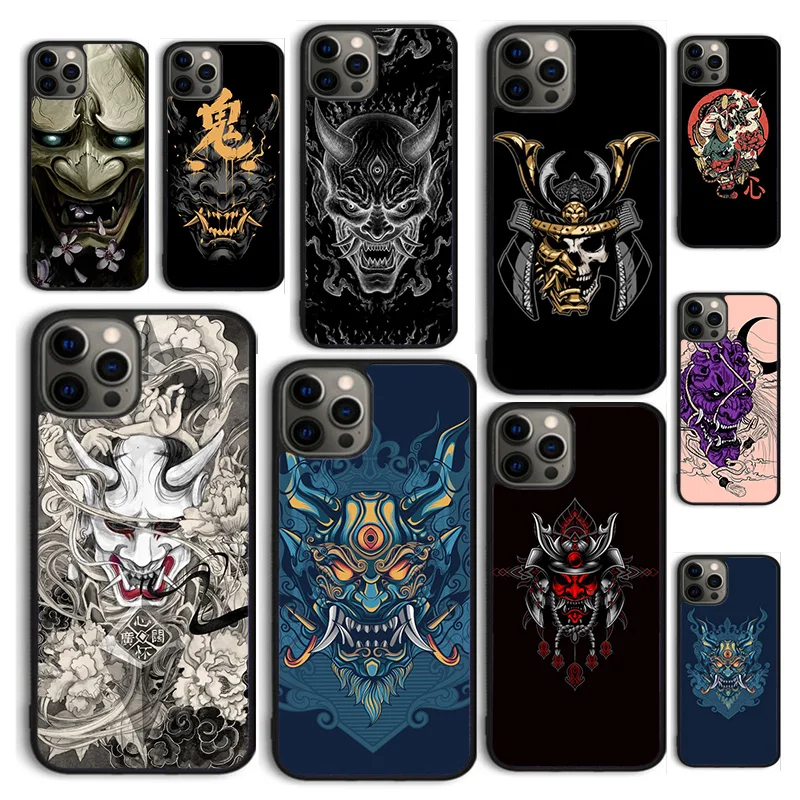 Japanese samurai Oni Hannya Demon Mask Phone Case Cover for iPhone 15 12 mini X XS XR 11 13 14 Pro Max SE 2020 6S 7 8 Plus Coque