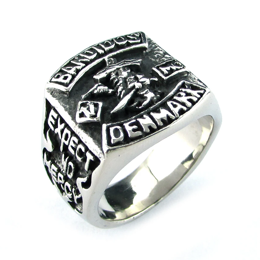 Punk 316L Stainless Steel Bandidos Denmark MEX Ring for Mexican Rings Jewelry
