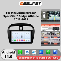 6115 Carplay Android14 Car radio for Mitsubishi Mirage Attrage Space Star Dodge Attitude 2012-2023 multimedia player GPS Stereo