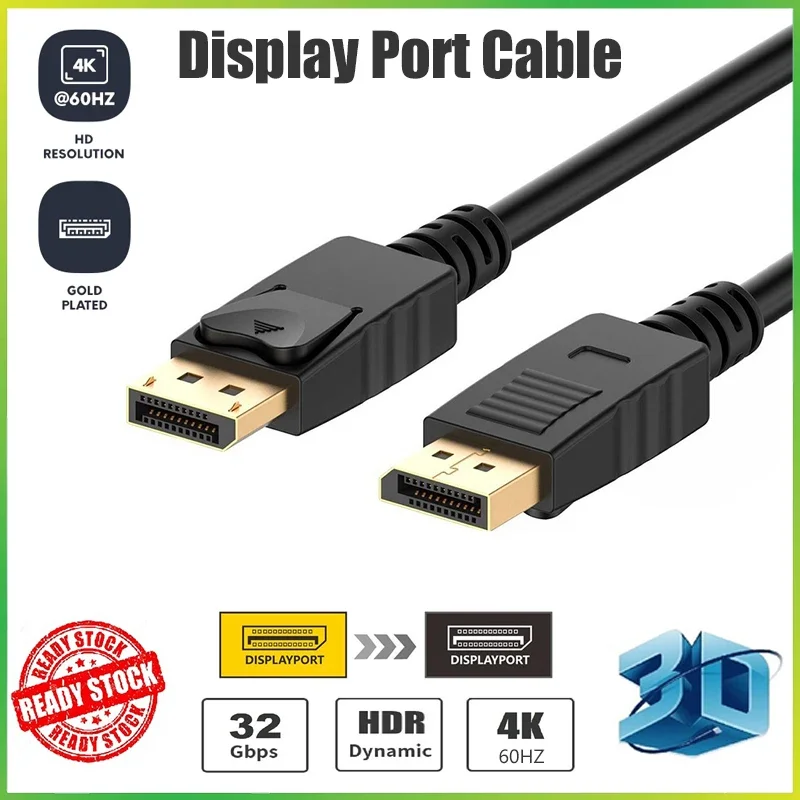 توصيل سريع: كابل DisplayPort 4K 60 هرتز DP إلى DP للكمبيوتر والتلفزيون والبطاقات الرسومية والمشروعور