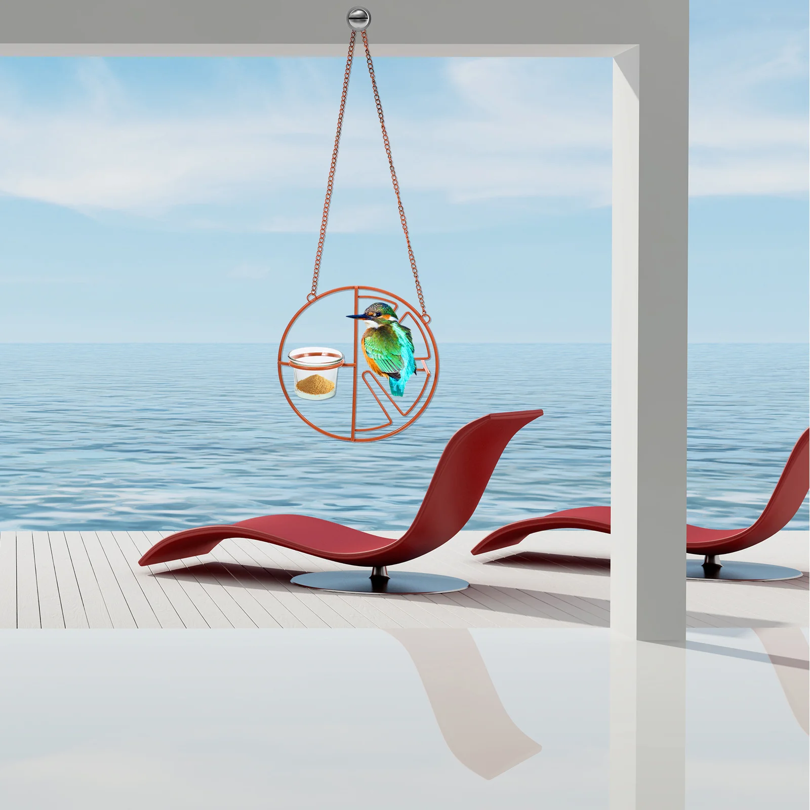 

Metal Hanging Bird Feeder Outdoor Balcony Durable Iron Hummingbird Feeder Bird Feeders for Outdoors Hanging Metal Outdoor Decor