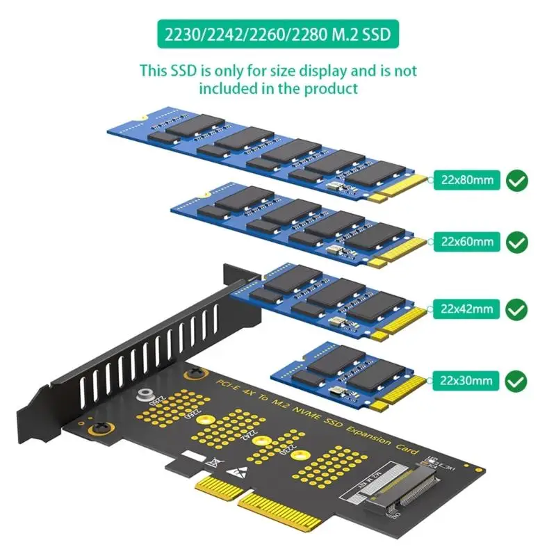 Placa expansão computador Y1UB PCIe 4X para M.2 Nvme Placa adaptadora conversão disco sólido 16G