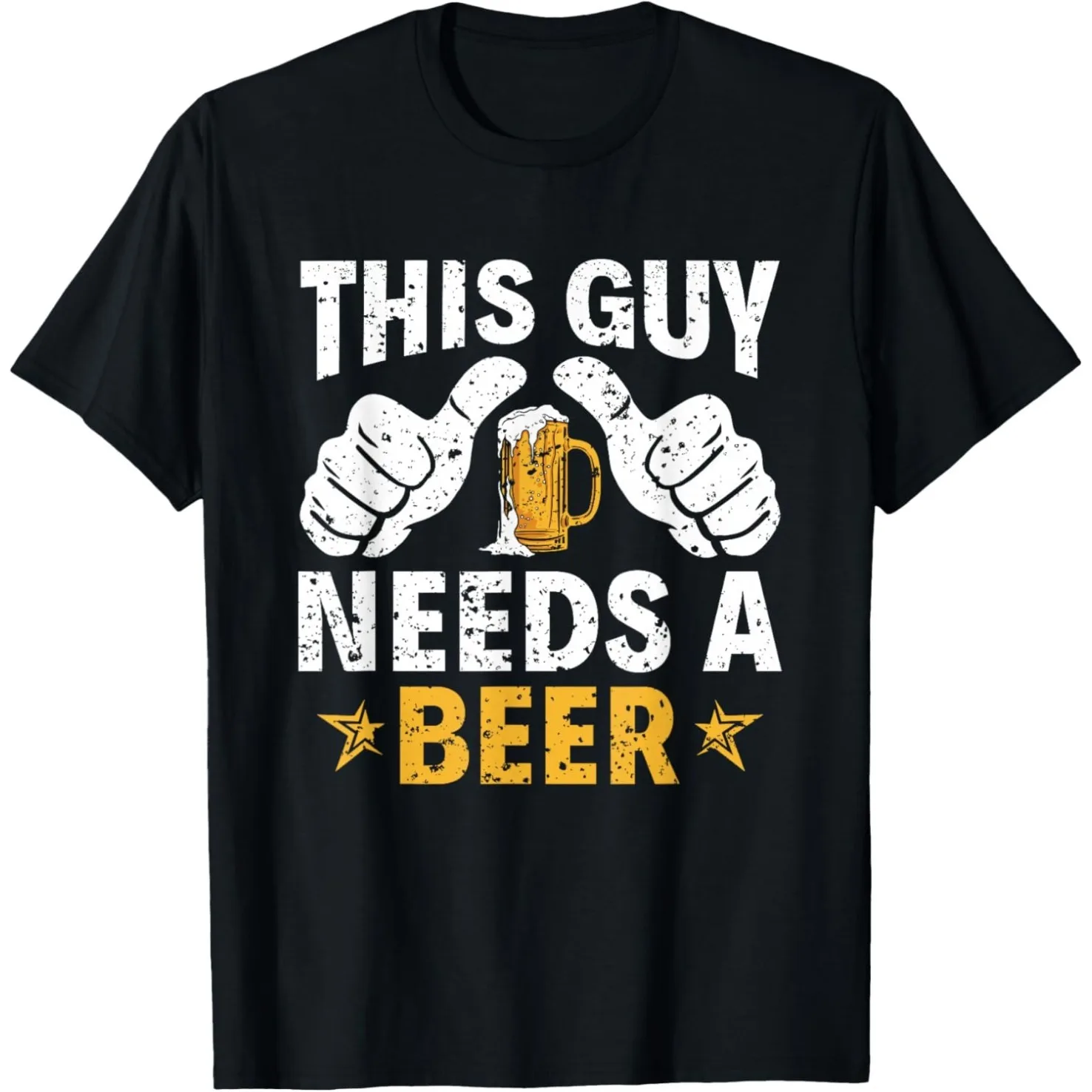 �Dieser Kerl braucht ein Bier“ – Lustiges Trink-T-Shirt für Herren und Damen aus reiner Baumwolle, Humor-Streetwear-T-Shirt, Kurzarm, Unisex, lockere Kleidung – Detail 2