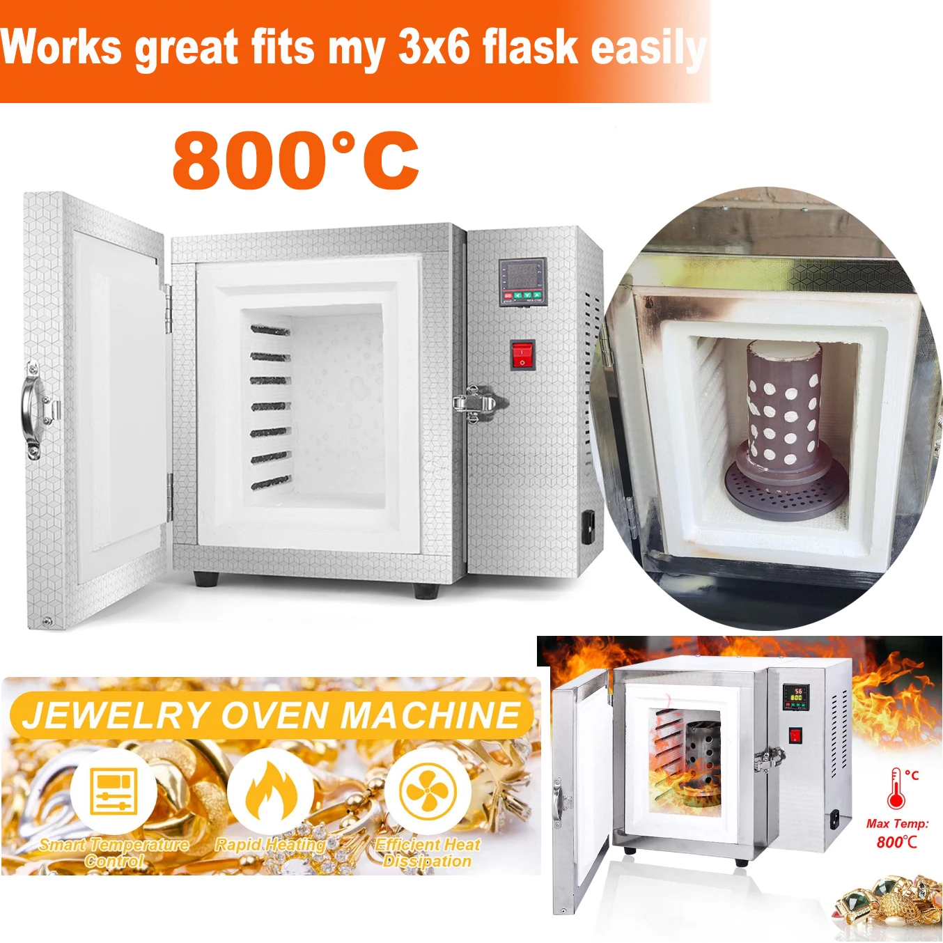 Kinway Mini Gypsum Casting Baking Oven Mini Gold Silver Jewelry Burnout Furnace Jewelry Baking Oven