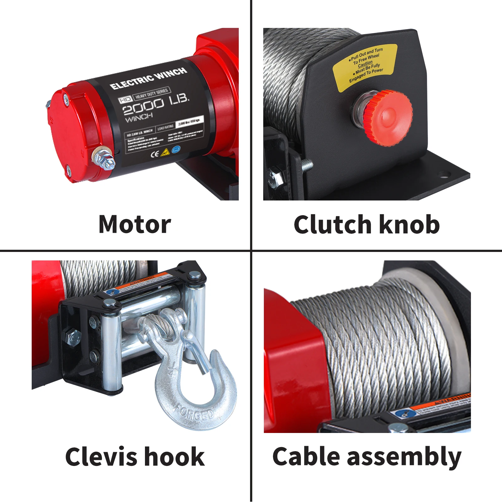 RUGCEL WINCH 2000lb. ATV/UTV Electric Winch,with Roller Fairlead, Mount Plate