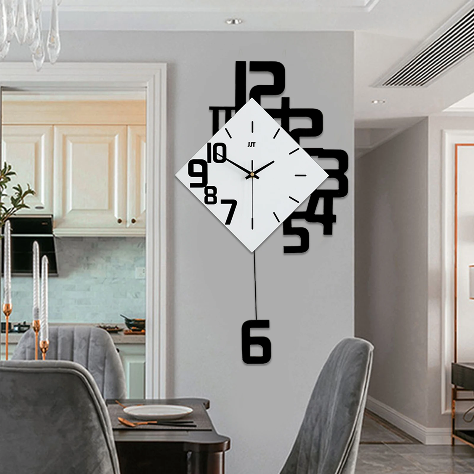 

Swing Wall Clock Modern Design Silent Quartz Watches Creative Home Living Room Decoration 34*63cm