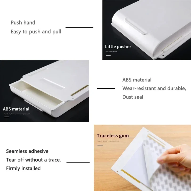 Hidden Storage Box SelfAdhesive Storage Drawer Box Under Desk Storage Holder Slidee Out Drawer Tray Sundries Stationery Organize view 4