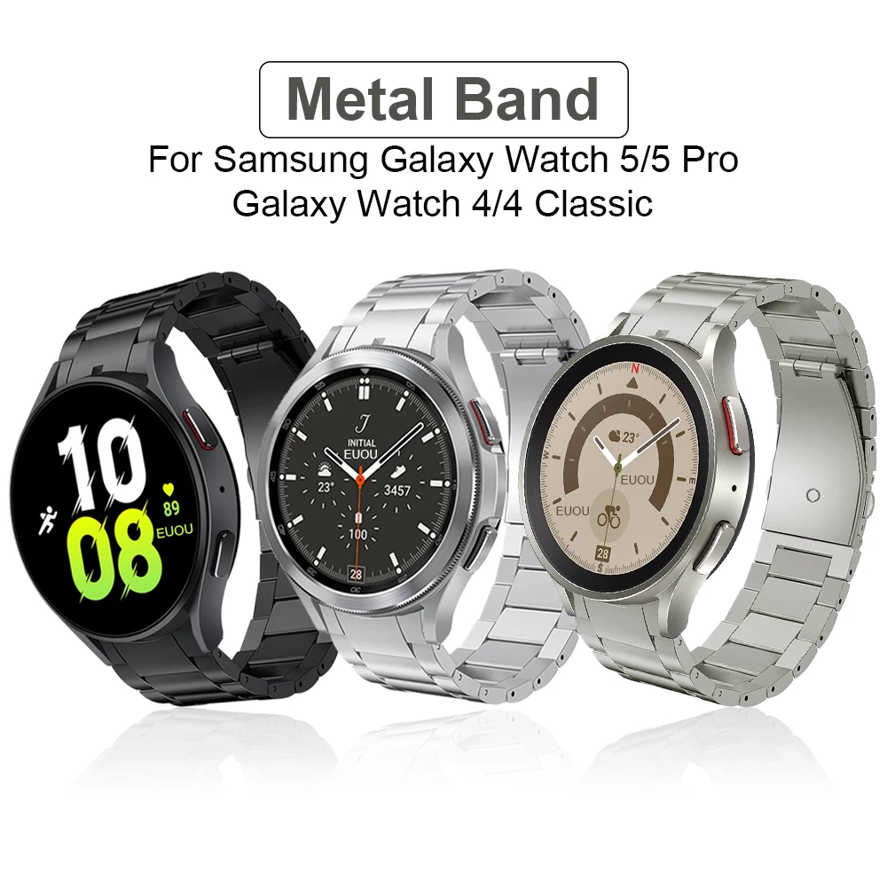 Bracelet en acier inoxydable sans écart pour Samsung Galaxy Watch 4 Classic 46mm 42mm/44mm 40mm/Galaxy Watch 5 Pro 45mm Bracelet en métal