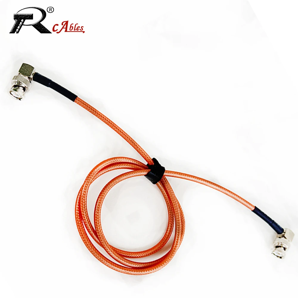 Cabo coaxial rf rg400 com blindagem dupla, plugue macho bnc para bnc macho, conector de ângulo reto, adaptador de jumper rabo de porco