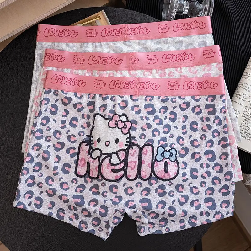 Sanrio Hello Kitty Mutande Cartoon Cute Men Stampa Boxer elasticizzati Slip accoglienti e morbidi con cavallo antibatterico Biancheria intima da grande libbra