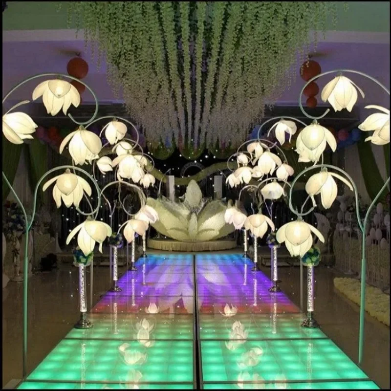 20171121-14 Morden Flower Shape Lighting Stage Decoration Wedding Pillars with LED