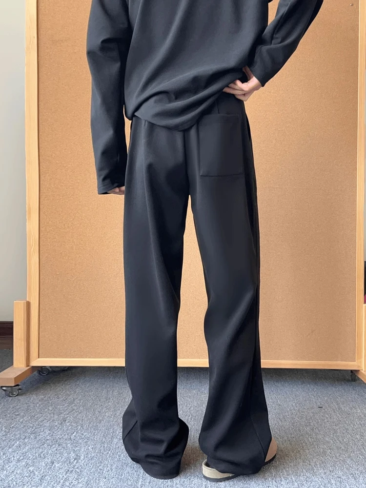 

ey Starry Night Woolen Trousers Men's Thiened Autumn Winter Straight Leg Pants Casual Wear Durable Polyester Fabric