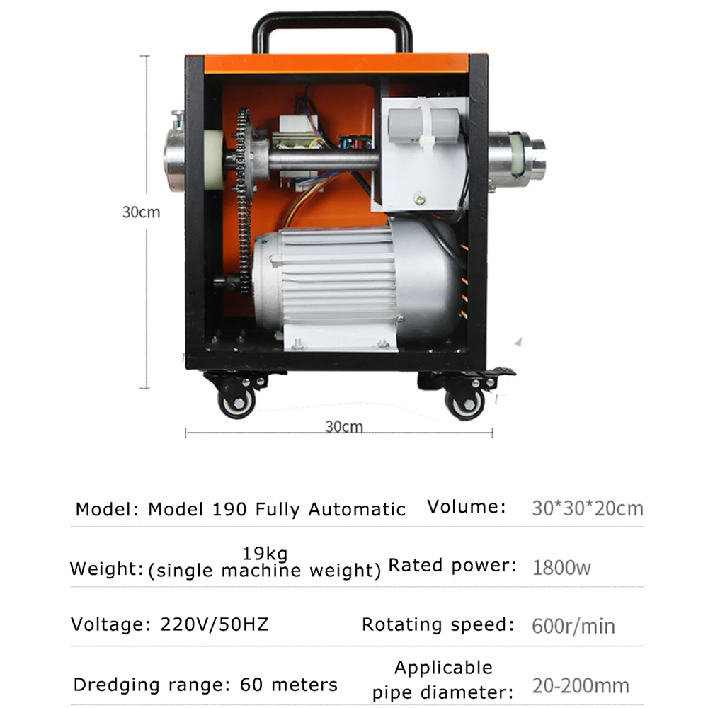 Sewer dredging machine 1.8KW professional electric pipe dredging machine pass tool toilet blockage 16mm springs