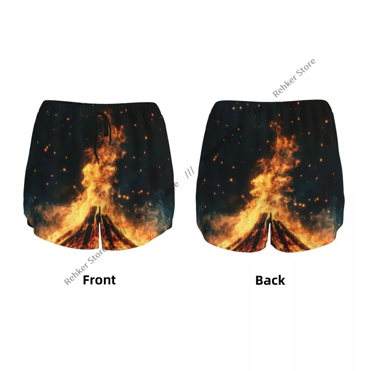 Yoga Shorts for Women Fitness Shorts Biker Workout Running Sports Shorts Crackling Campfire Quick Drying Sportwear With Pocket