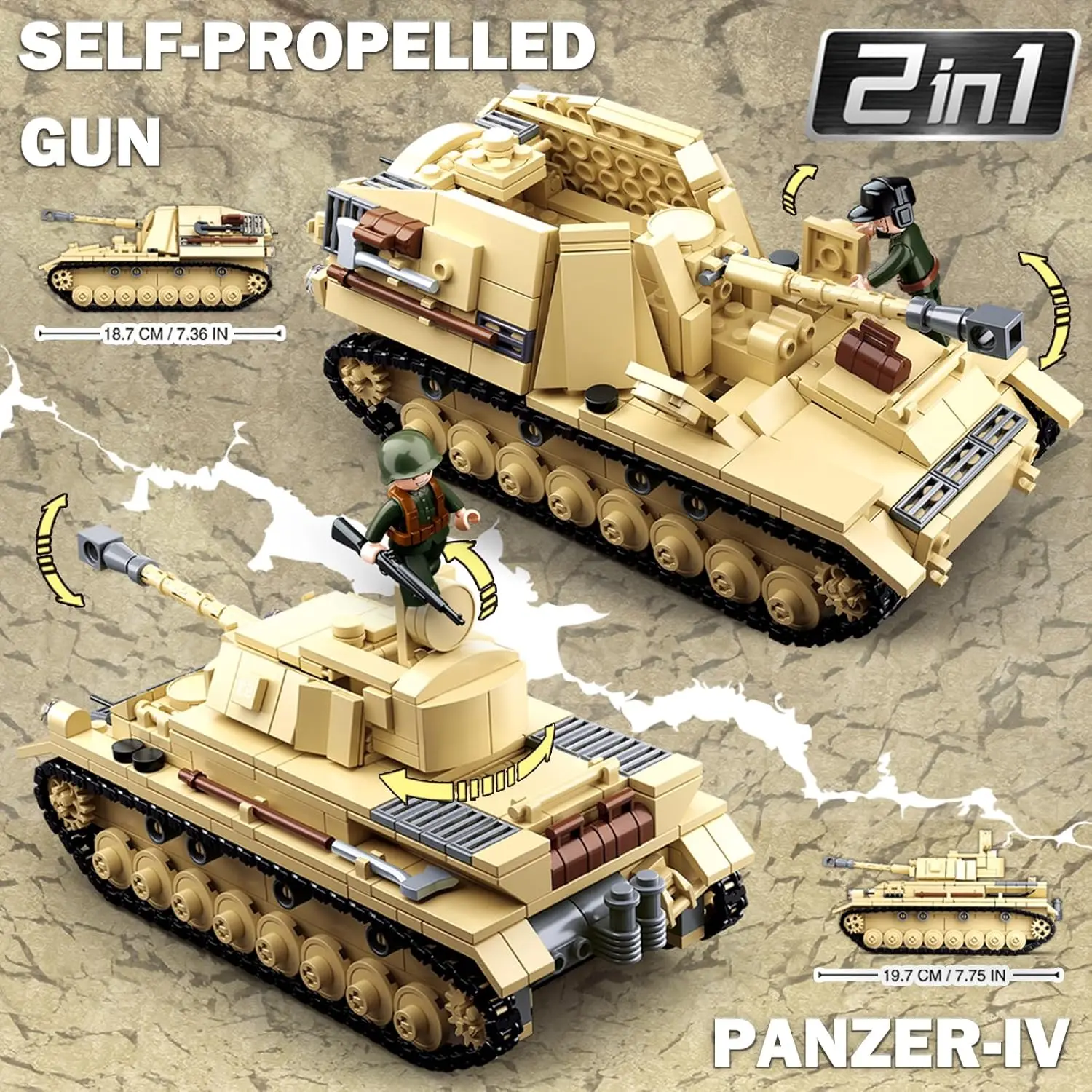 543PCS Panzer IV Building Blocks WW2 Army Medium Tank Model with Soldier Figure Educational DIY Toy Holiday Gift for Kids Boys