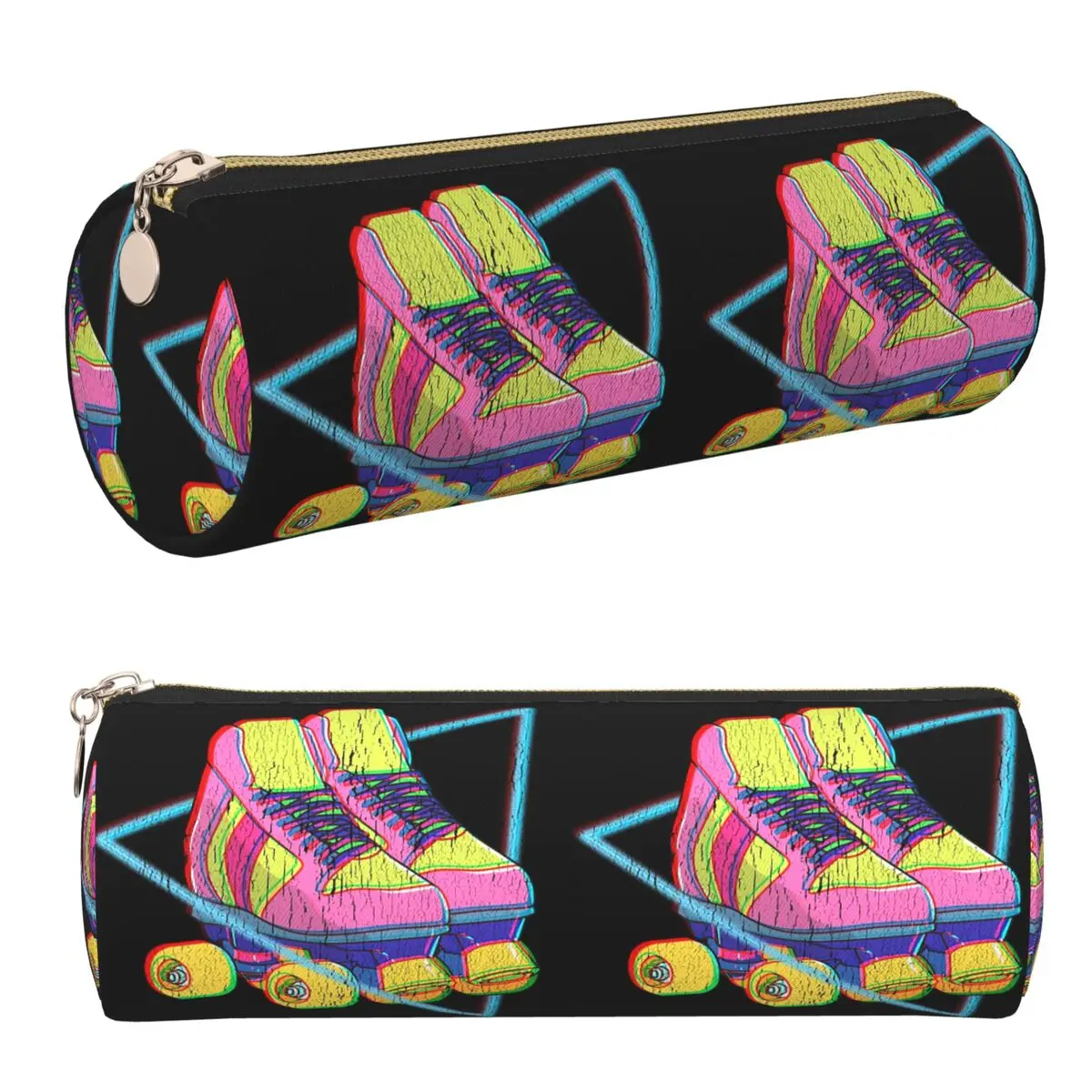 Retro Roller Skates Colorful Pencil Case Pen Holder Cylinder Pen Box Pencil Bag for Studen Gifts