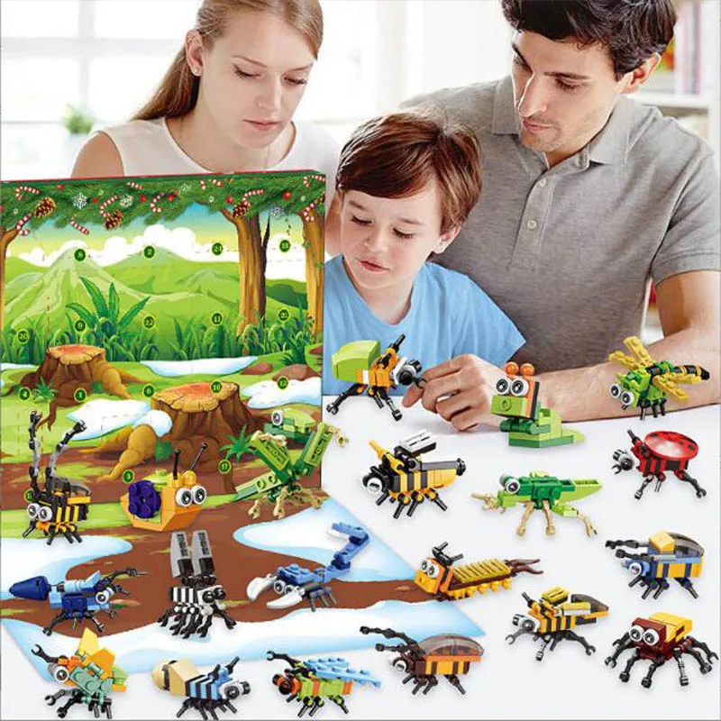 2022 City Jungle Animals Zoo Insect Spider Dragonfly Ladybug Bee 24 In 1 Model Building Blocks Bricks Collectible Kids Toys