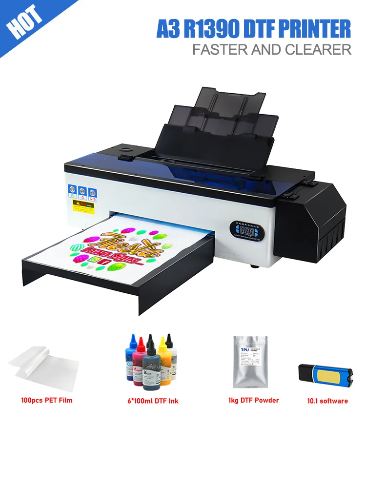 طابعة A3 DTF Epson L1800 رأس الطباعة مباشرة إلى طابعة DTF مع فرن طابعة A3 DTF للملابس تي شيرت Impresora DTF A3