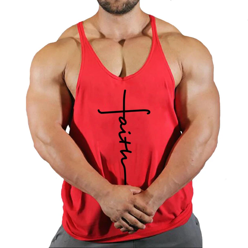 Bodybuilding Tank Tops Men Cotton Sleeveless Shirt Gym Fitness Training Clothes Stringer Singlet Male Summer Casual Printed Vest