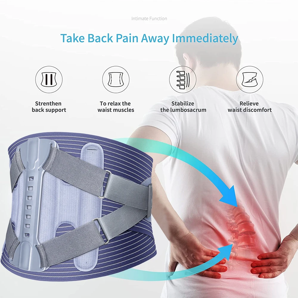 Waist Lumbar Lower Back Support Belt for Sciatica, Herniated Disc, Scoliosis Back Pain Relief, with Dual Adjustable Straps