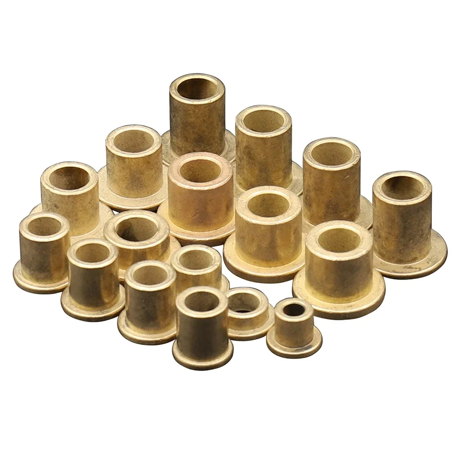 Diâmetro interno 12 14 16 1820mm flangeamento auto-lubrificante rolamento pó metalurgia óleo cobre bucha manga com flange escalonada