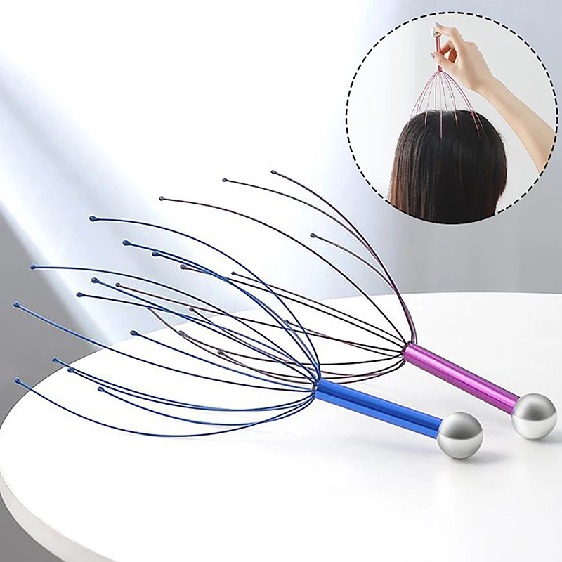 Metalen Handvat Octopus Hoofd Massager Kras Hoofdhuid Relaxatie Body Massager Scratcher Verlicht Spanning Gezondheidszorg Tools