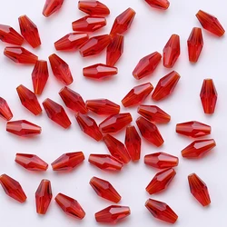 6*12MM 50Pcs/Lot Czech Long Bicone Glass Beads For Bracelet Jewelry Making DIY Accessories Loose Red Crystal Faceted Seed Beads