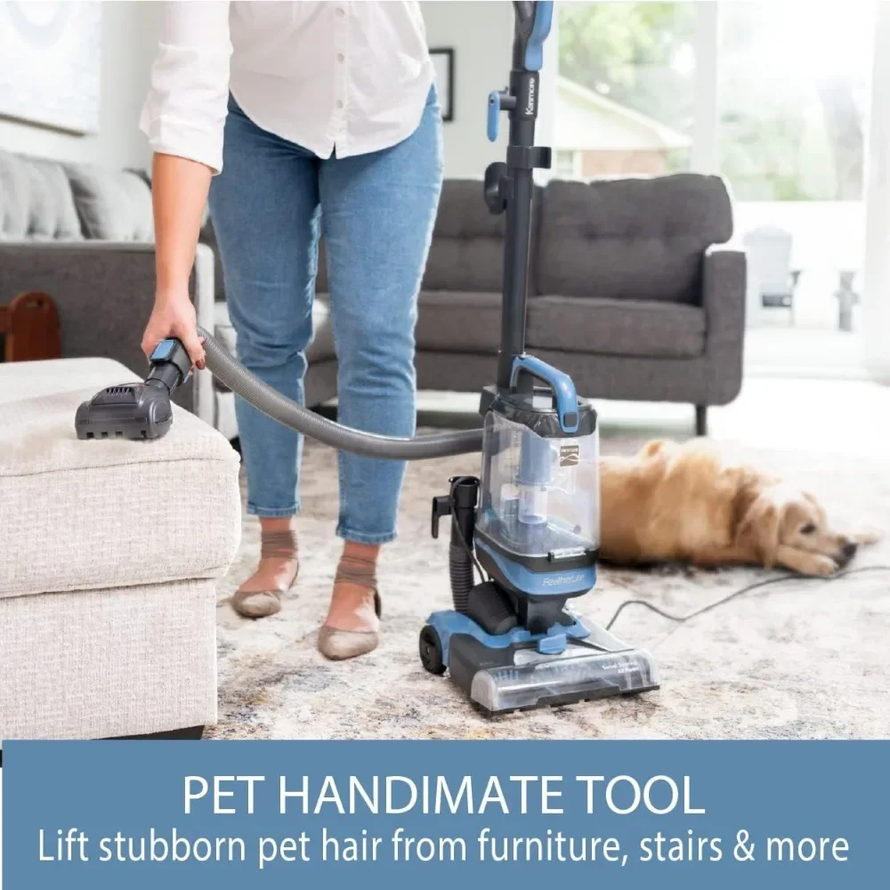 Aspirateur droit sans sac léger avec 4 réglages recommandés, HandiMate 2 Books pour animaux de compagnie, outils pour tapis, bleu