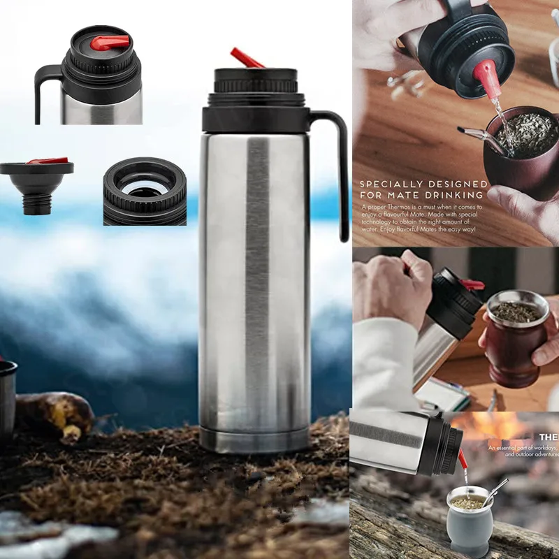 8.3*31CM 1000ML Stainless Steel Yerba Mate Coffee Vacuum Thermos flask double wall insulated water bottle coffee vacuum flask