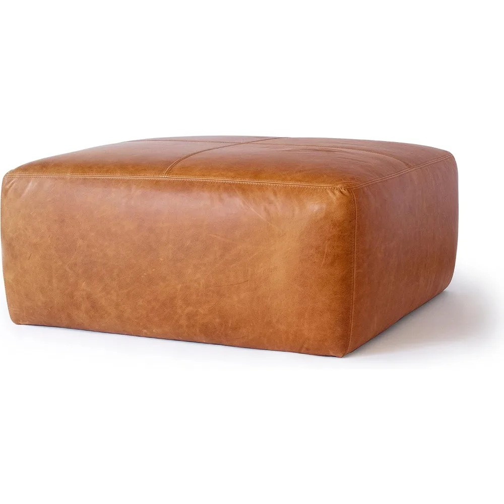 

Sequoia Ottoman in Full-Grain Pure-Aniline Italian Tanned Leather in Cognac Tan