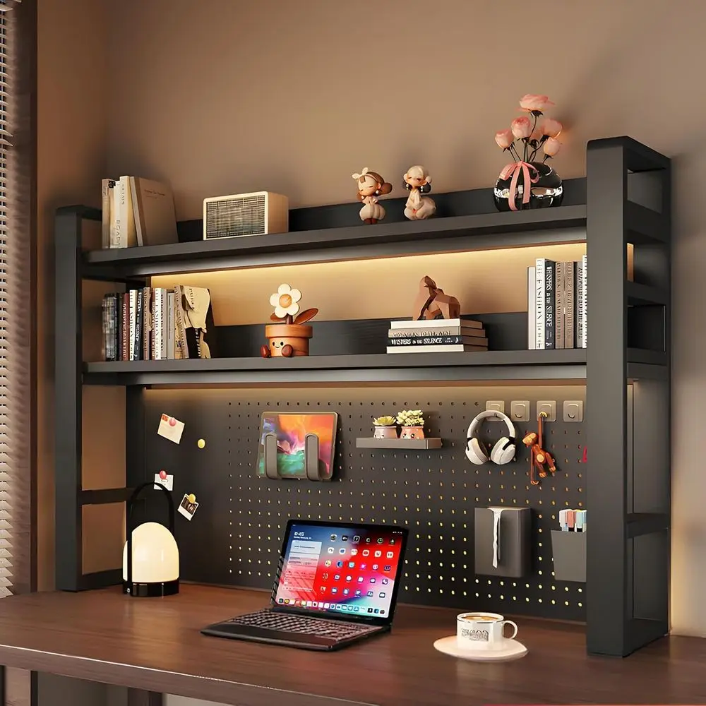 

Трехуровневая настольная полка-органайзер с перфорированной панелью, металлический настольный органайзер, компактная книжная полка, стеллаж для демонстрации для домашнего кабинета