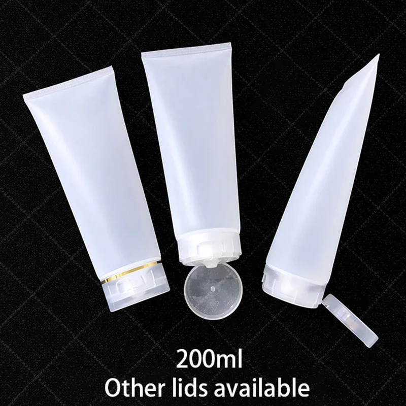 

200ml Empty Squeeze Bottle 200g Clear Plastic Container Cosmetic Gel Lotion Cream Refillable Packaging Matte Frost Tubes 5pcs