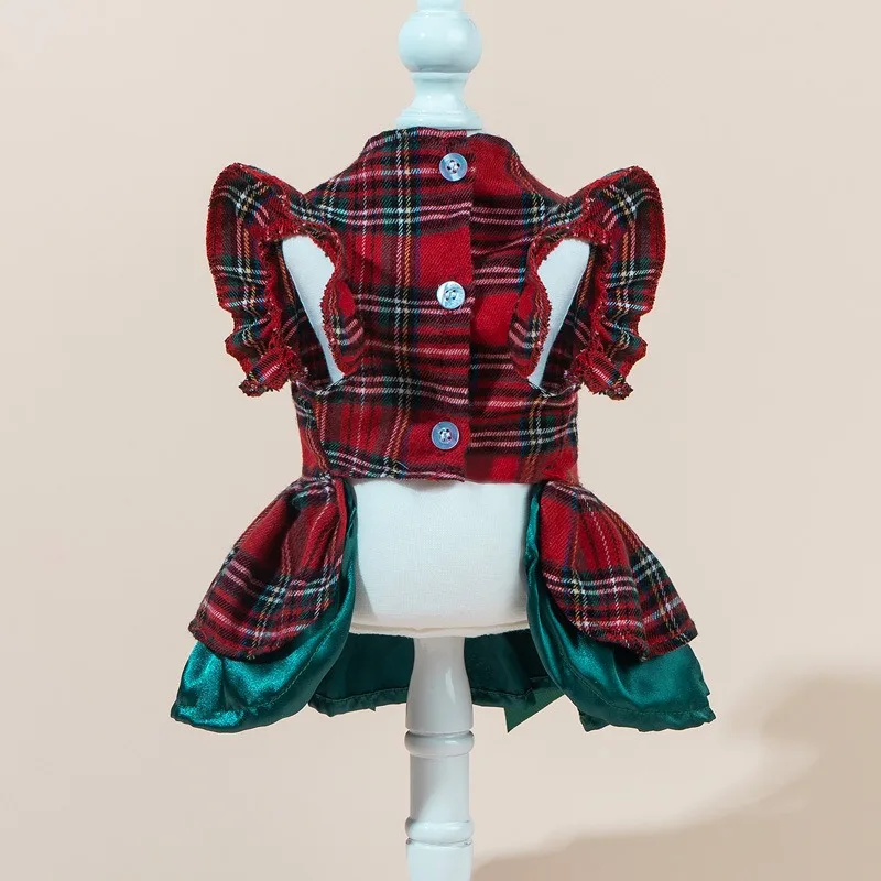 Doppellagiges festliches Kleid mit Schleife für Haustiere, Herbst-Winter-Hundekleidung, Katzenrock, Katzen- und Hundekleid, Haustierbekleidung, Festtagskostüm für Partys – Detail 21