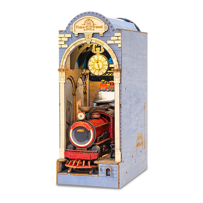 

Robotime Rolife Wood Crafts DIY Miniature House Bookends TGB04 Time Travel Book Nook Wooden 3D Puzzles