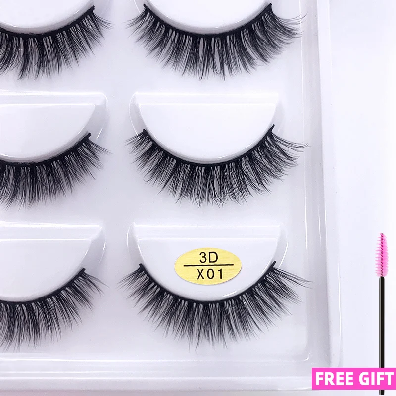 Natural Long False Eyelashes 5Pairs Dramatic Soft 3D Mink Lashes Thick Fake Eyelash Extension Faux Cils Makeup maquiagem X08 X01