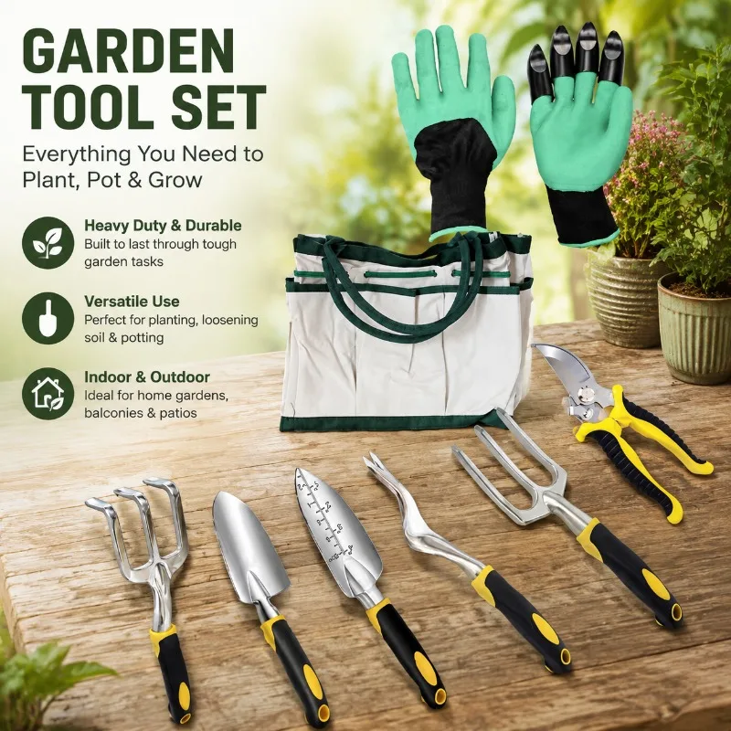 Household Gardening Planting Tool Set for Flower Vegetable Growing Durable Digging‑trowel Rake for Balcony Potted‑greenery
