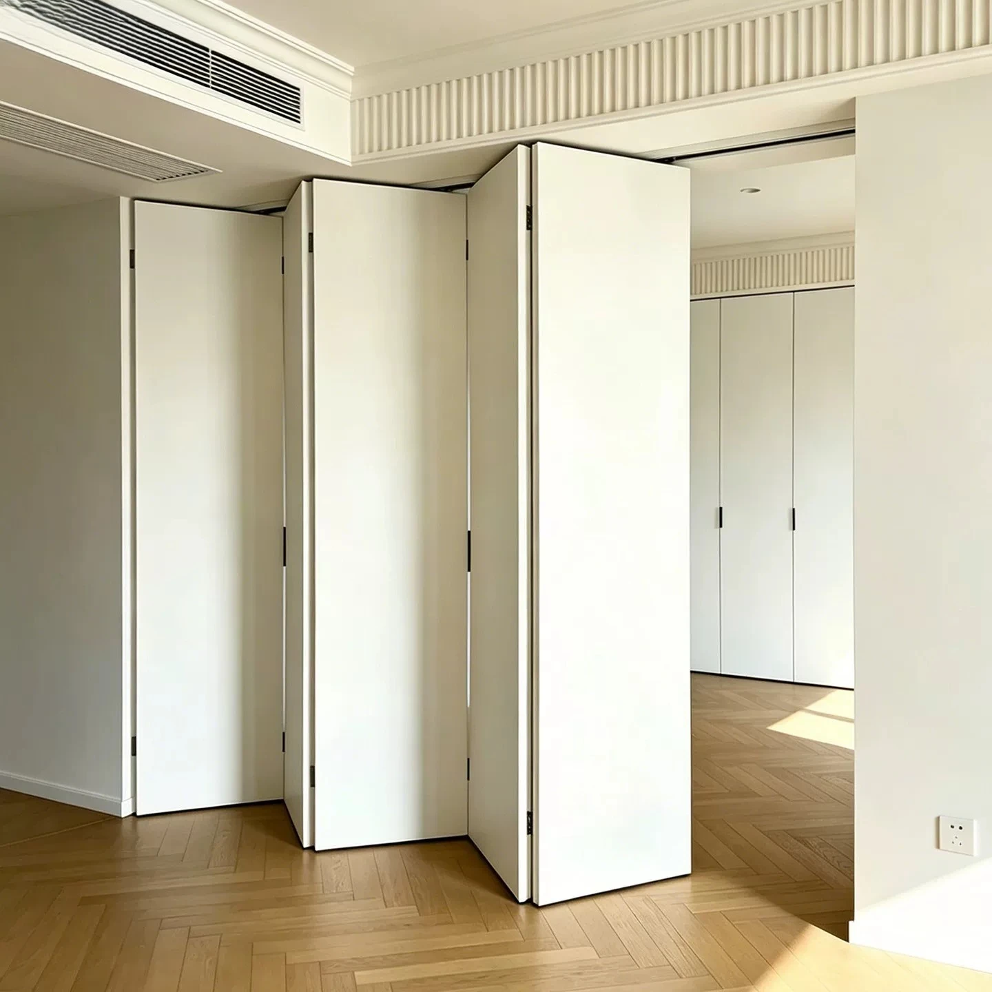 Folding partition door one-shaped room partition bedroom small apartment pocket door translation trackless folding sliding door