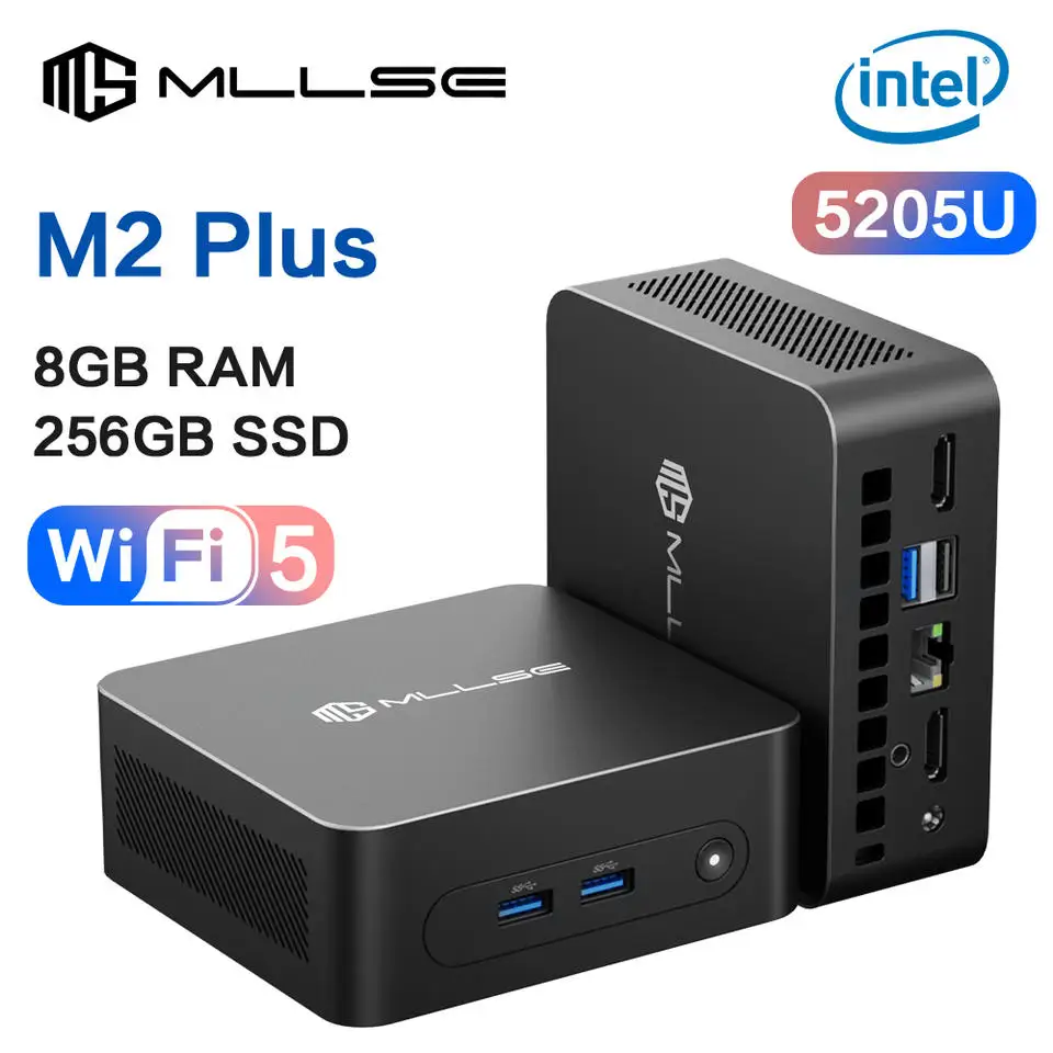 

НОВЫЙ MLLSE M2 Plus Mini PC Процессор Intel Celeron 5205U 8 ГБ ОЗУ 256 ГБ SSD WiFi 5 BT4.2 Windows 11 Pro Настольные компьютеры Компьютер ПК Работа