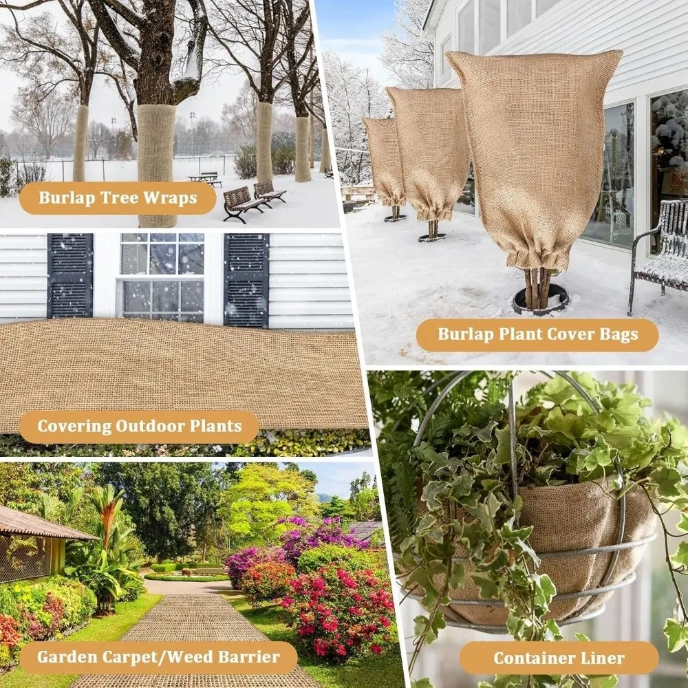 Anti-freezing Frost Protection Covers Natural Jute Burlap Breathable Winter Plant Cover Against Cold Keeping Warm