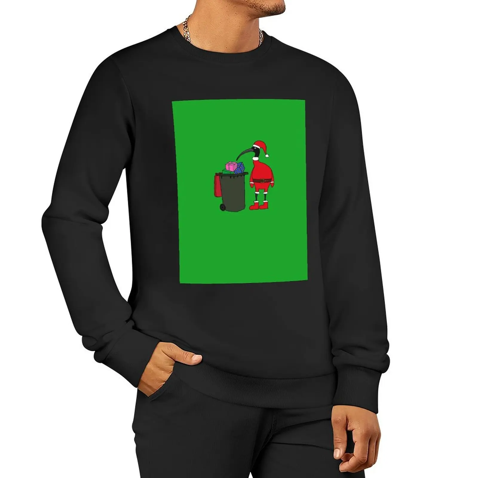 

Bin Chicken Santa on Green Pullover Hoodie graphic t shirts men autumn new products aesthetic clothing hooded sweatshirts