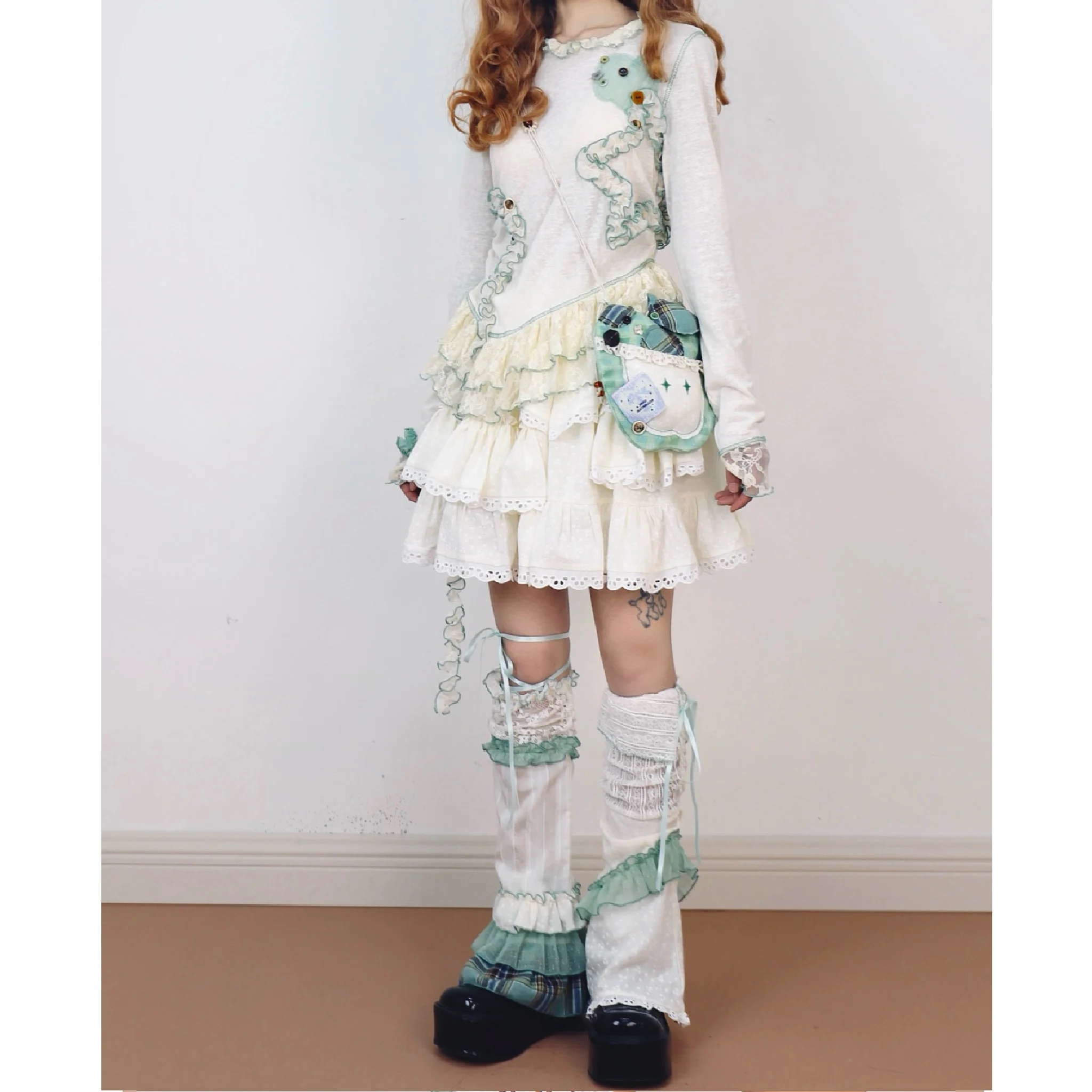 Original Japanese Lo Pink Leg Cover Spring and Autumn New 2025 Subculture Y2k Leg Cover Girl's Sweet Cute Lace Leg Warmers