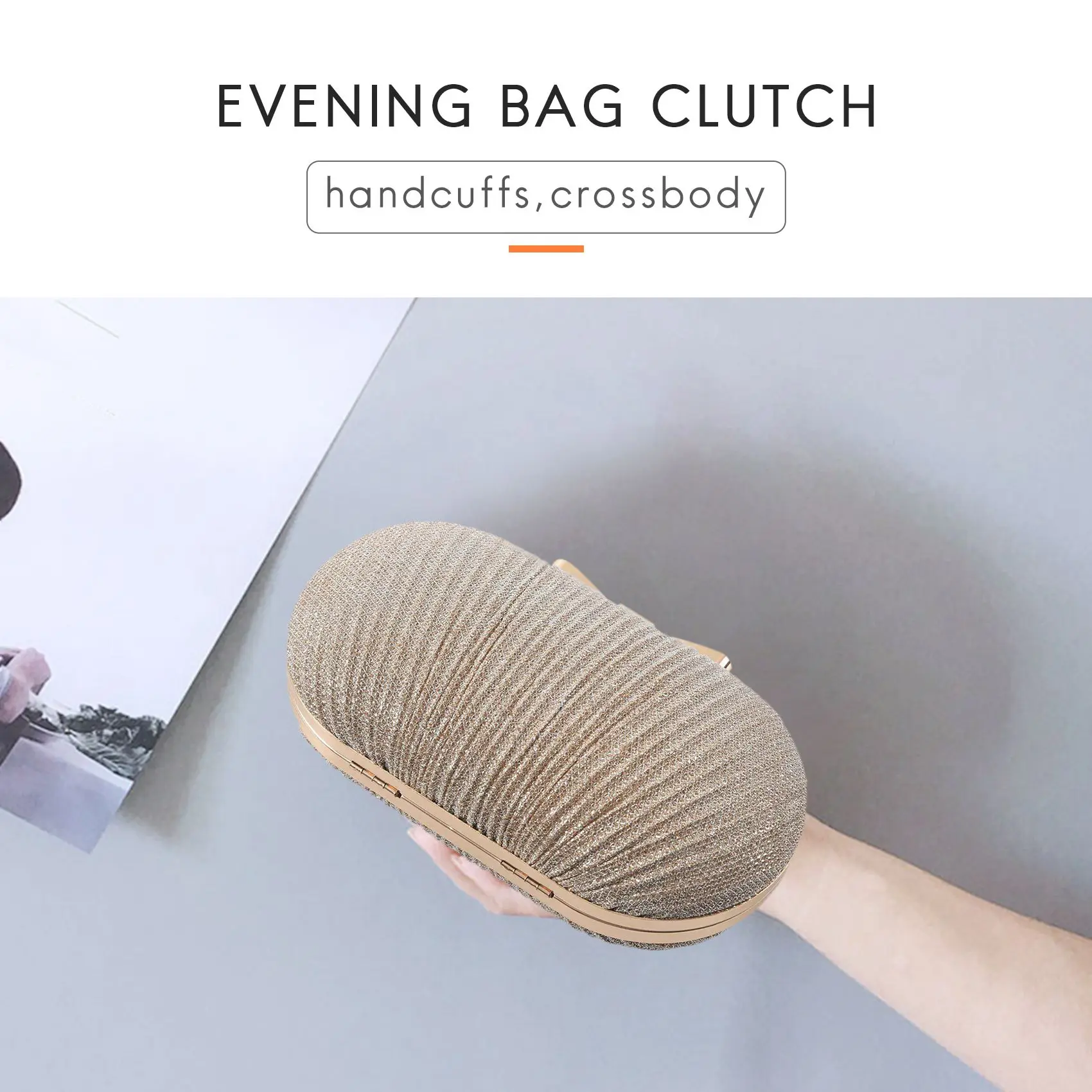 ABQR Pochette da sera dorata Borse da donna Borse da sposa lucide Pochette da sposa con fiocco in metallo Borsa a tracolla a catena