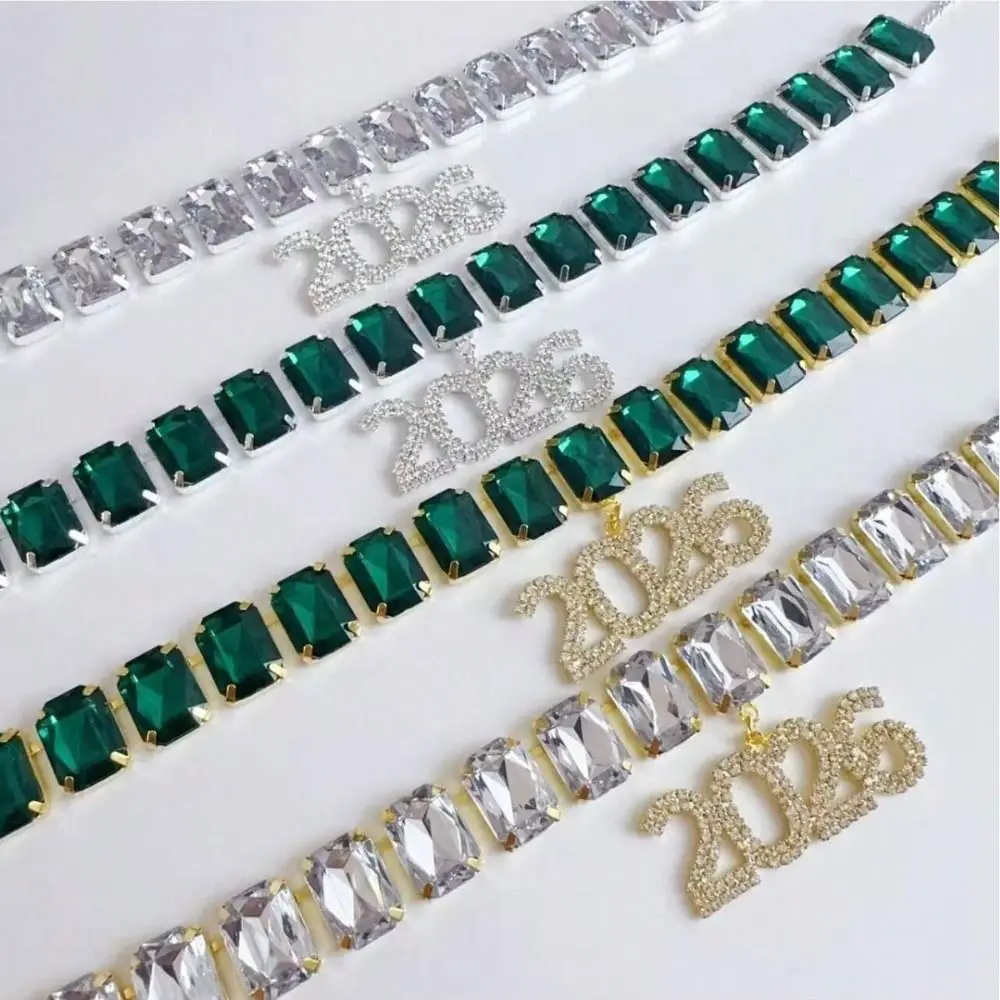 كريستال 2026 قلادة قلادة الحب القلب مربع حجر الراين الترقوة سلسلة هندسية مبالغ فيها 2026 حفلة مجوهرات السنة الجديدة #5