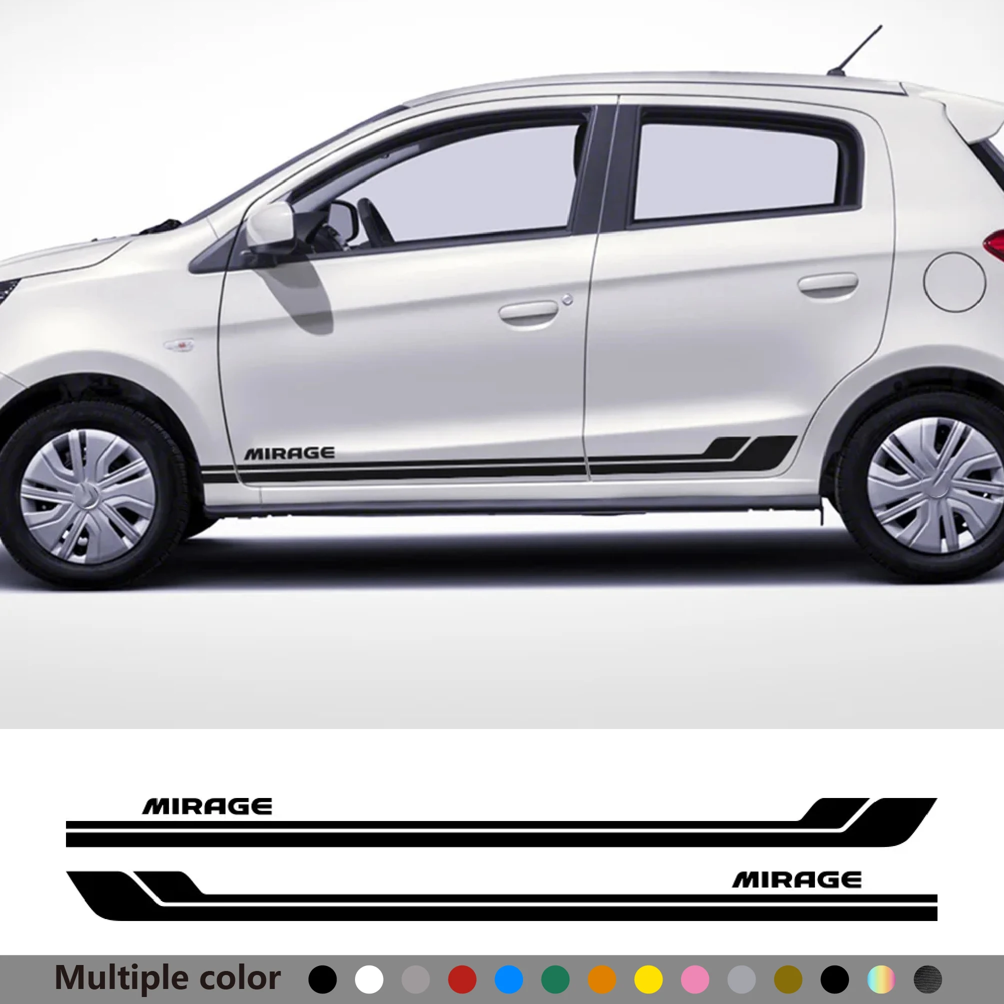Pegatinas de falda lateral de coche para Mitsubishi Mirage Sport Stripes, calcomanías de película de vinilo de estilo, decoración, accesorios de afinación automática, 2 piezas