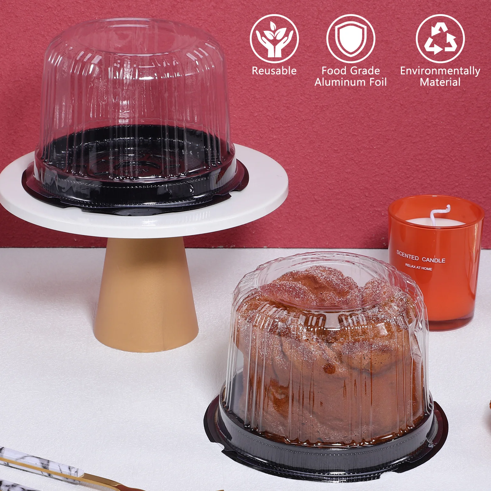 

10pcs Cake Box Transparent Tall Birthday Packing Container For Baking Display Portable Round Clear Carrier Bakery