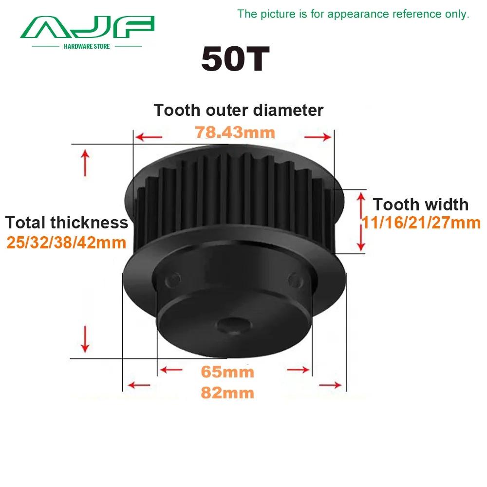 50T 60Teeth HTD 5M Black Steel Timing Pulley BF Type 5M Synchronous Wheel for Belt Width 10/15/20/25mm Bore 8-30mm Ptich 5mm