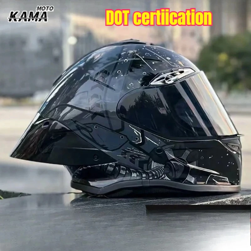 

Motorcycle Helmet Men and Women Motobike Racing Full-face Helmet Anti-fog Large Rear Wing Casco Moto Capacete DOT Approved