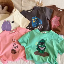 2024 Summer Baby T-shirts Short-sleeve Tops for Boys Cartoon Girls Tees Children Blouse Toddler Outfits Clothing 1 To 10 Years